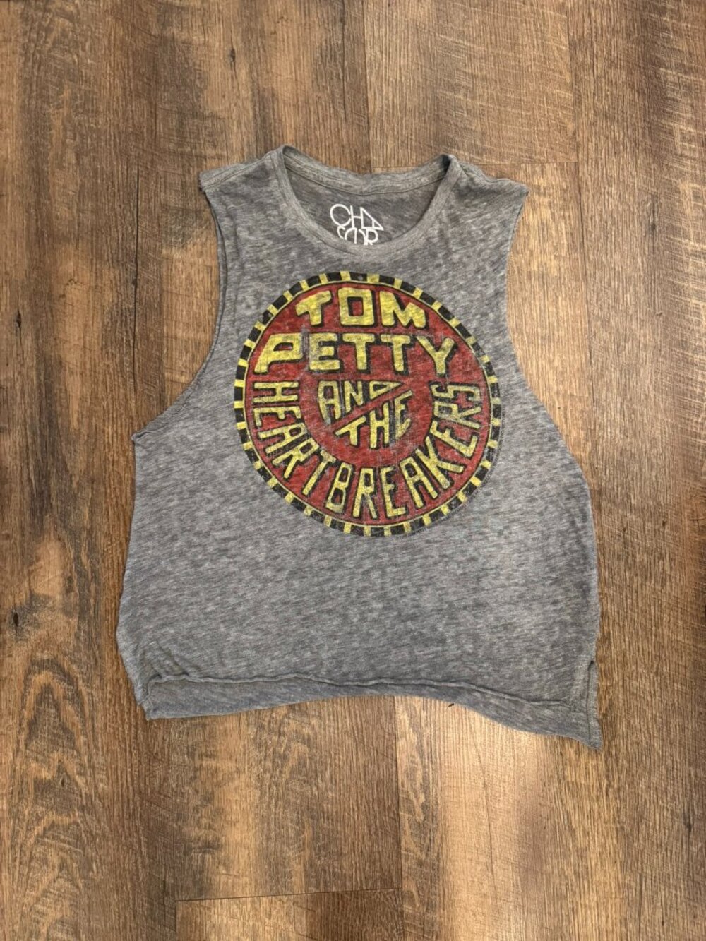 Chaser Tom Petty and the Heartbreakers Gray Burnout Muscle Tank Top - Medium